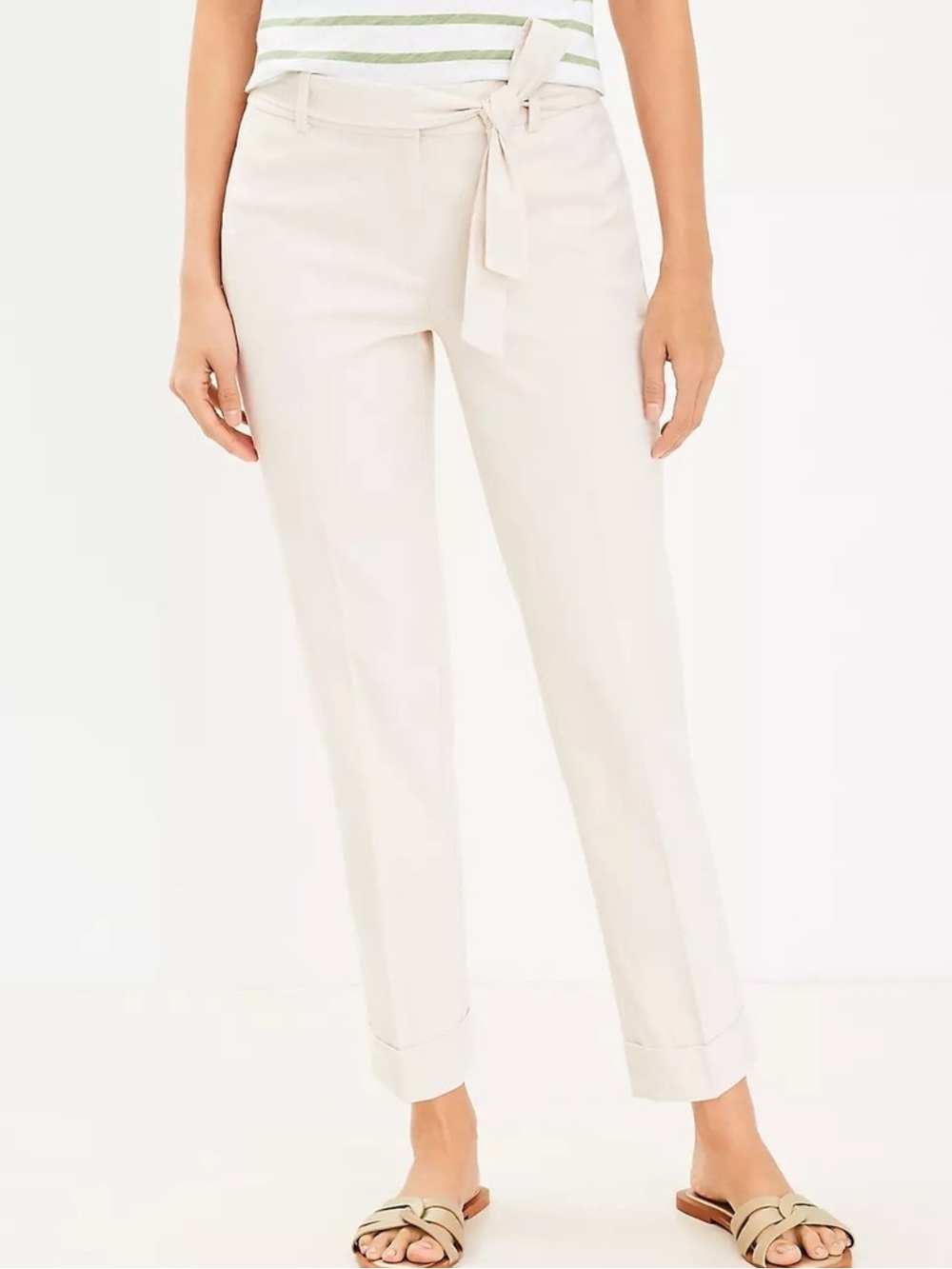 LOFT Devin Slim Light Beige Pants, size 10